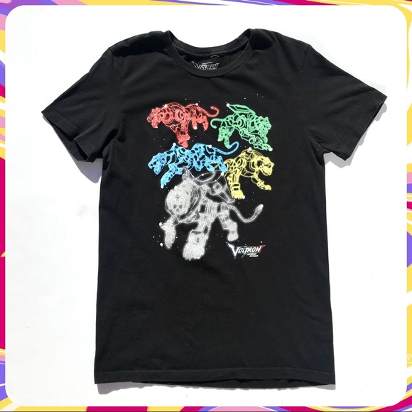 HOT TOPIC Mens Black Voltron Legendary Defender Constellations Lions Tee Size M - Picture 2 of 8